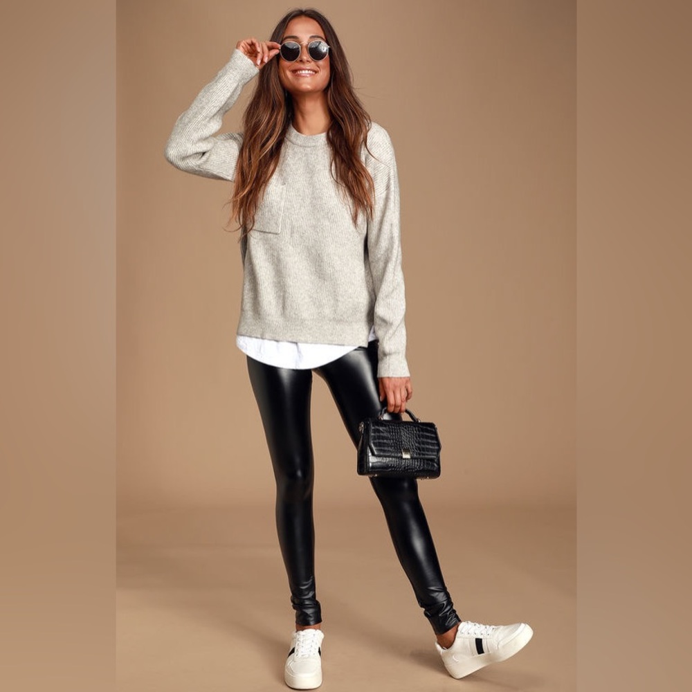 Lulu's Rock Music Black Vegan Leather Leggings